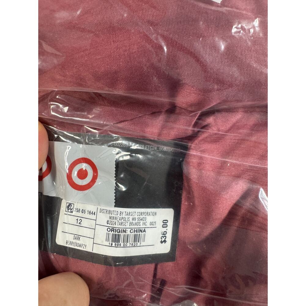 Future Collective Women's Drop Waist Pleated Sheer MIDI Skirt Berry Red Size 12 - Picture 2 of 4